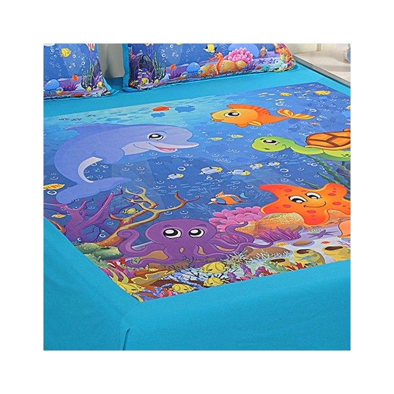 Double Kids Bed Sheet- DKB-141 Marine N