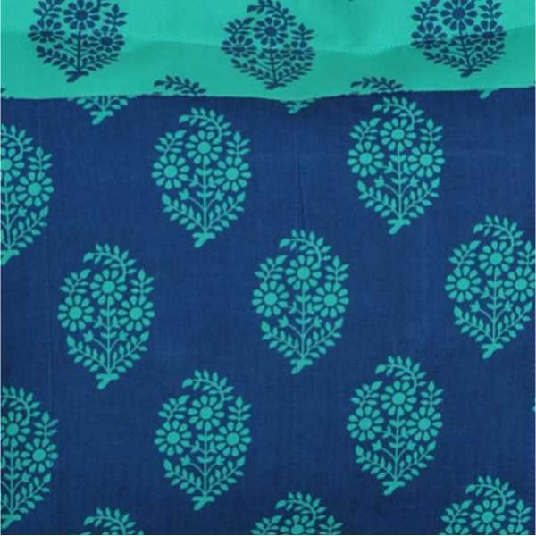 Turquoise Floral Mosaic Cotton Shopping Bag- 2008