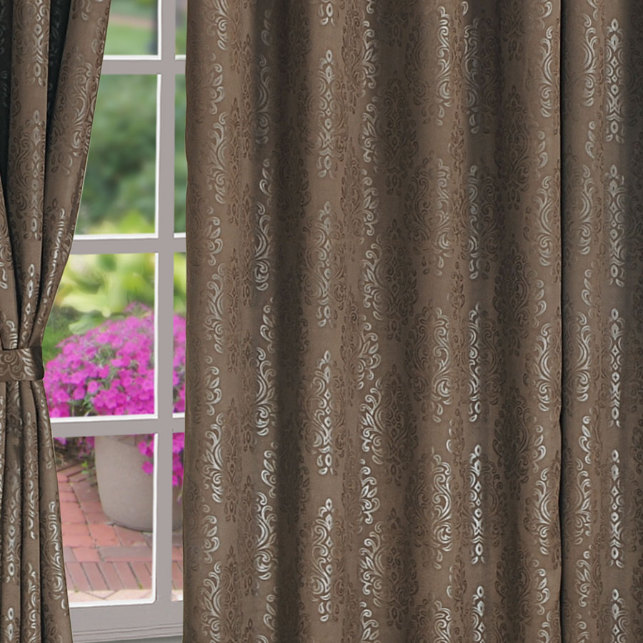 RAW UMBER BLACK JACQUARD BLACKOUT CURTAINS – 2053