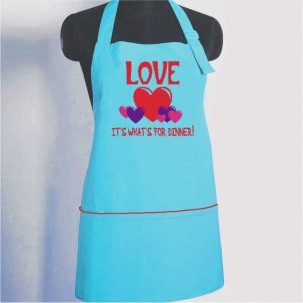 Blue Printed Doodle Apron: Dinner
