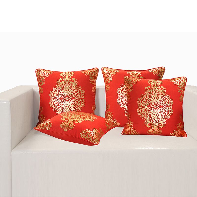 Red Ferrow Foil Cushion Cover - 4451 (Set of 4)