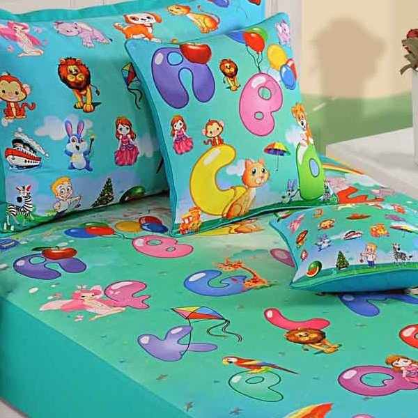 Alphabets Kids Single Bed Sheet-SKB-187 - Alphabets Kids Single Bed Sheet-SKB-187