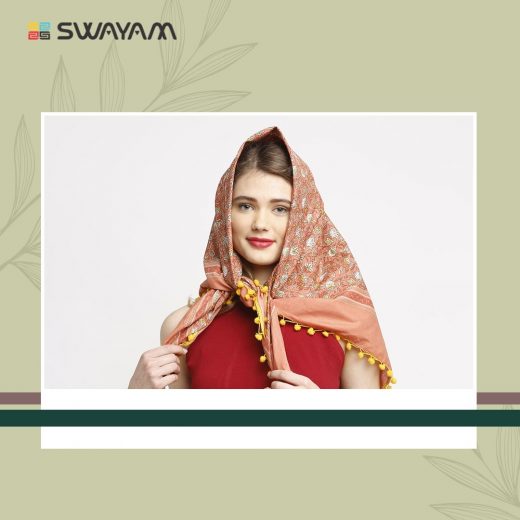 Cotton Hand Printed Voile Scarf by Swayam India