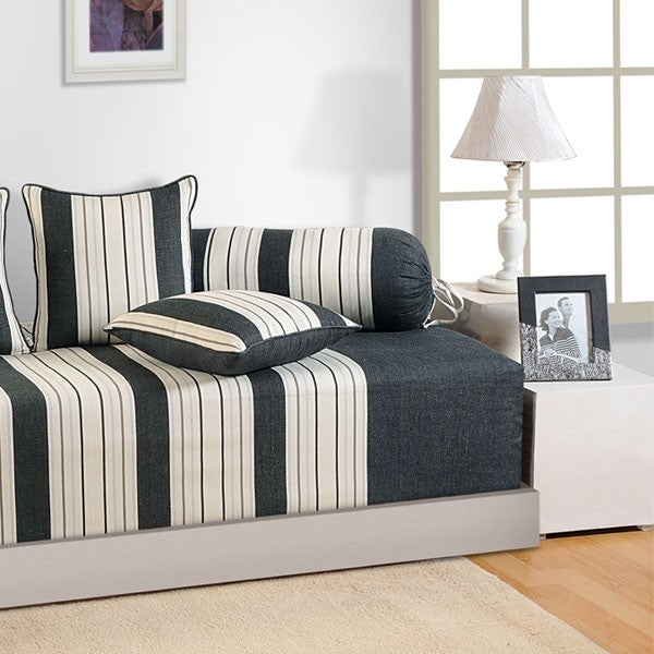 Grey White Linea Diwan Set- 1602