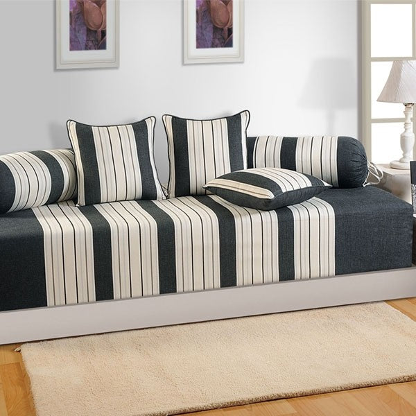 Grey White Linea Diwan Set- 1602