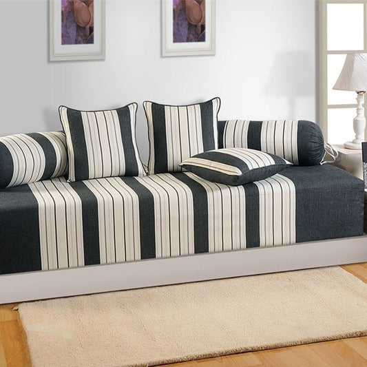 Grey White Linea Diwan Set- 1602