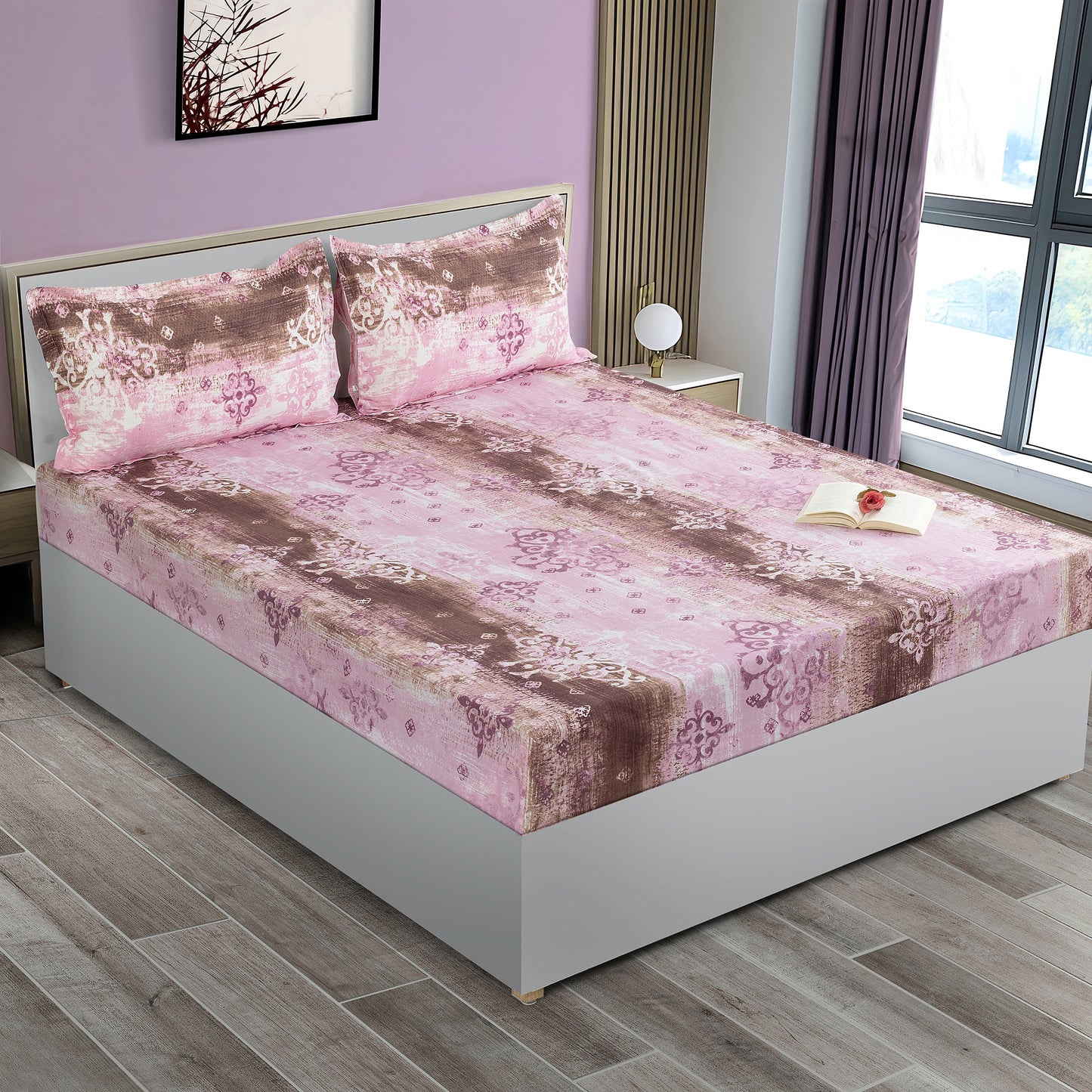 Dazzle Delight Veda Fitted Bed Sheet - 12082