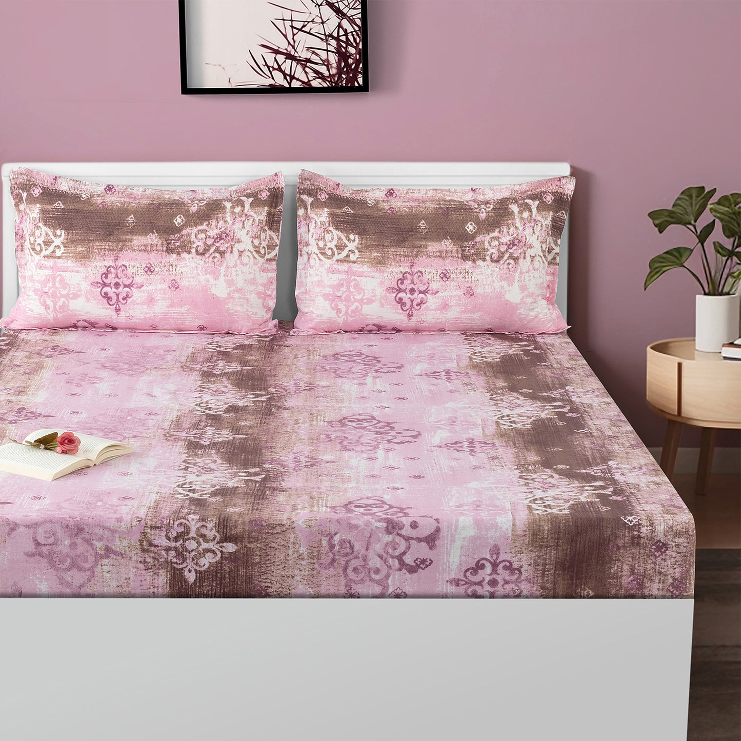 Dazzle Delight Veda Fitted Bed Sheet - 12082