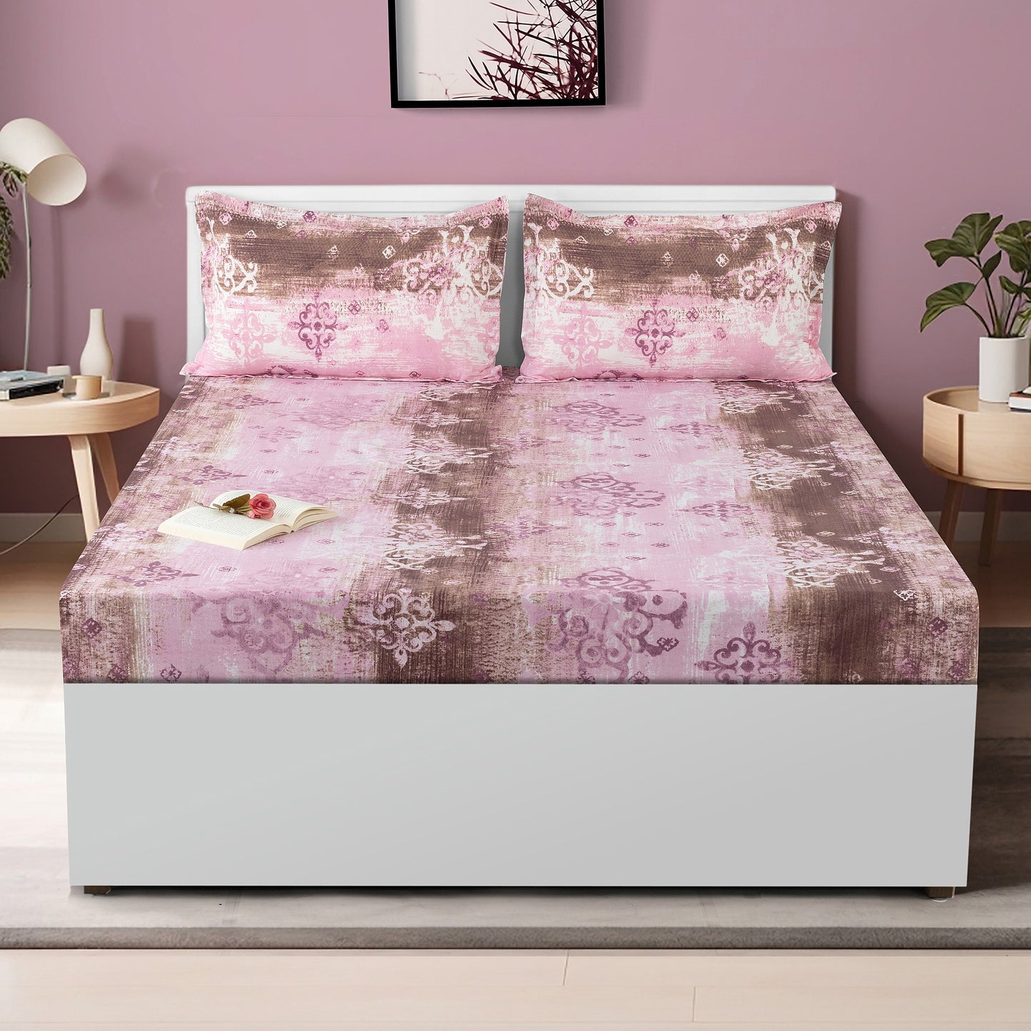 Dazzle Delight Veda Fitted Bed Sheet - 12082