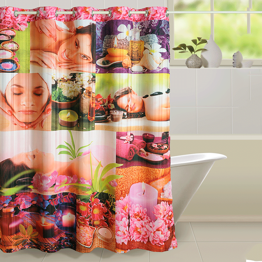 PINK SPA SHOWER CURTAINS- 5603