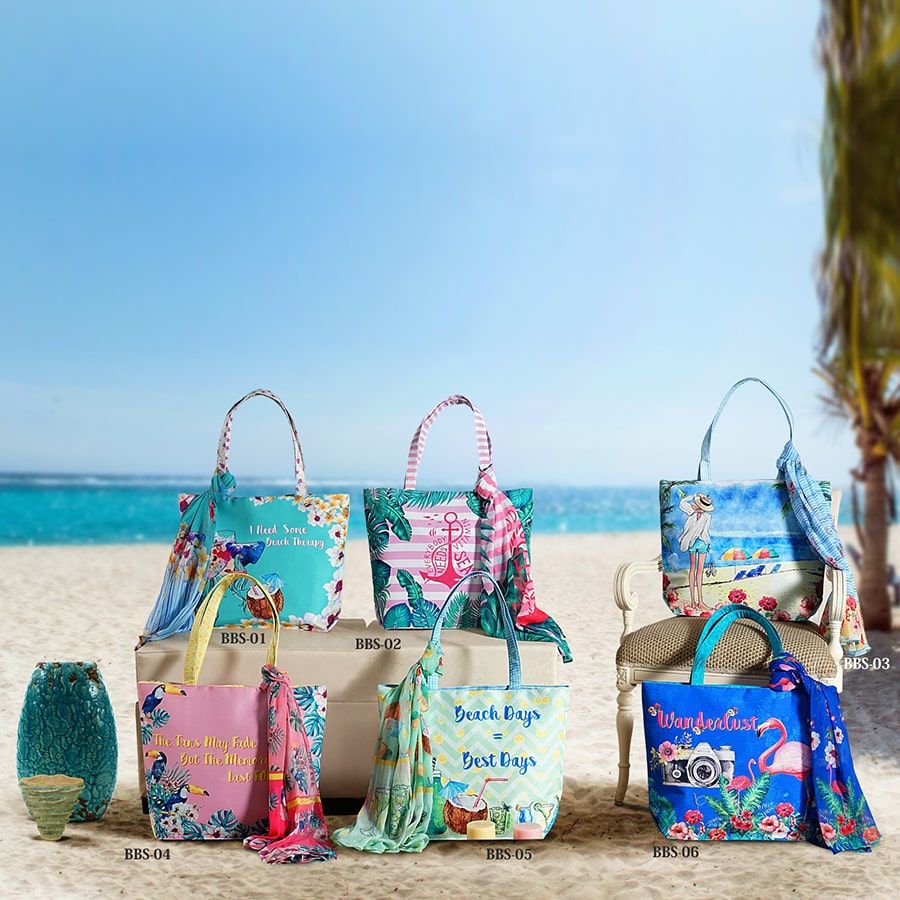 BEACH BAG WITH SARONG CUM SCARF