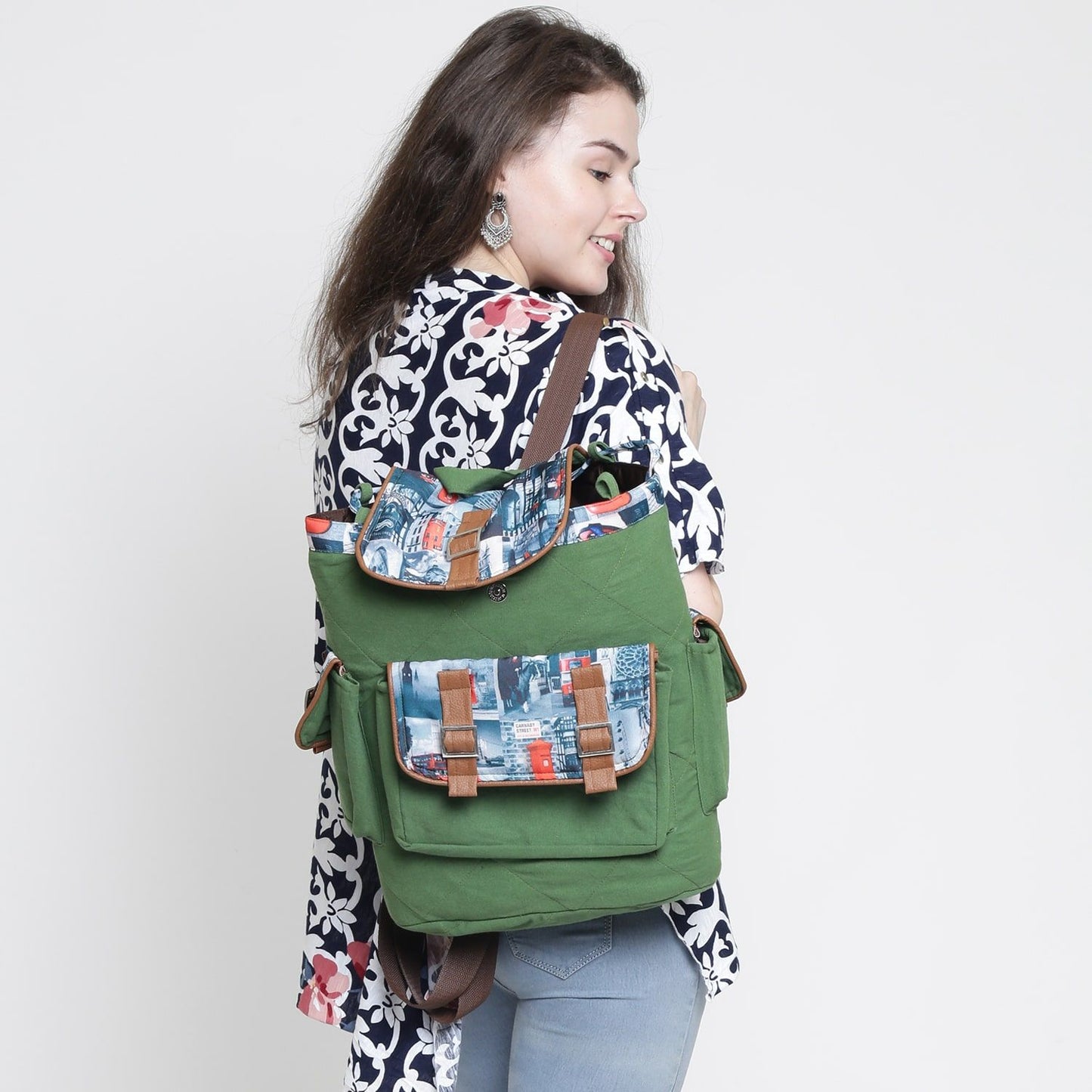 Organic Glory Swayam Canvas Cotton Back Pack - Forest Green