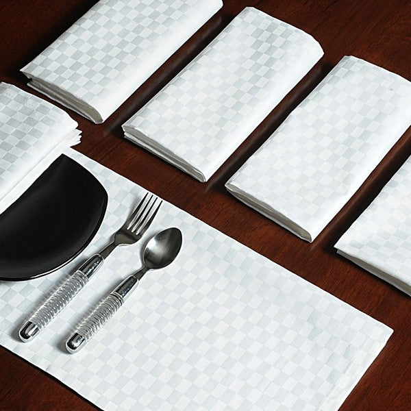 Superfine Dinner Napkins Sets – White Check DN