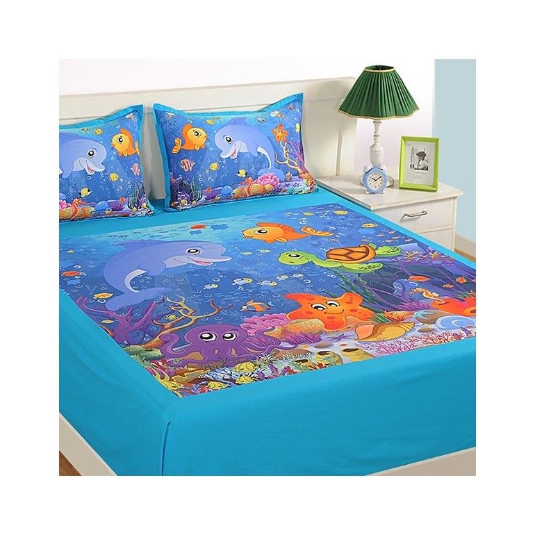 Double Kids Bed Sheet- DKB-141 Marine N