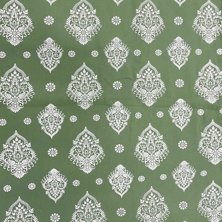 Swayam Block printed green bed cover set-10501