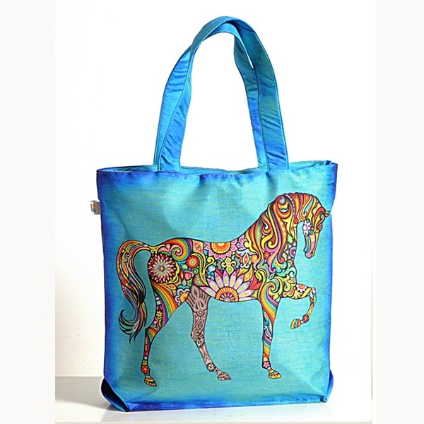 Blue Horse Animal Theme Bag- Folk-Horse