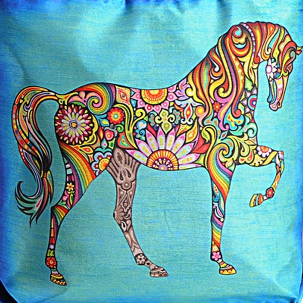 Blue Horse Animal Theme Bag- Folk-Horse