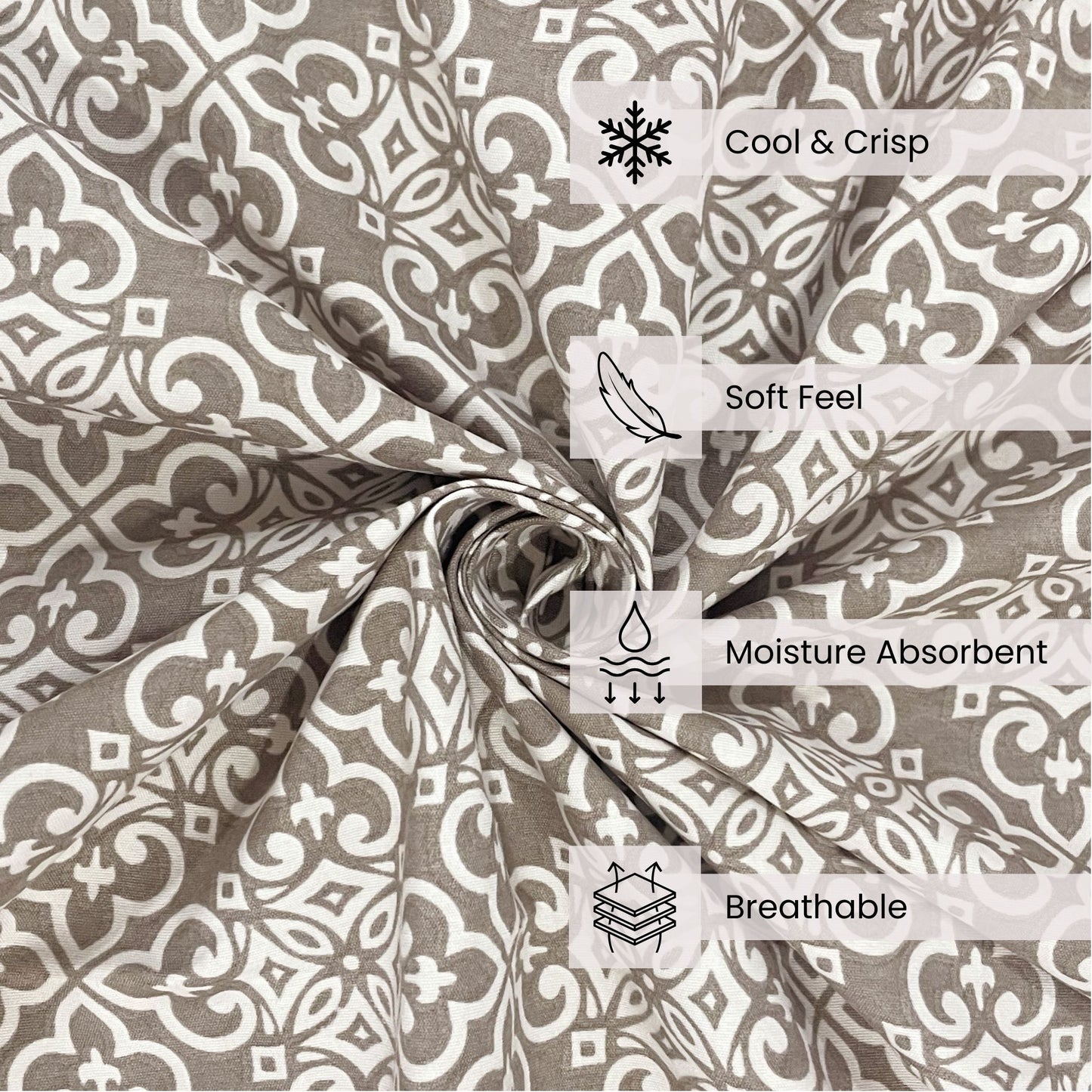 Swayam Brown Geometric Double Bedsheet 200TC Blended Cotton Soft & Durable