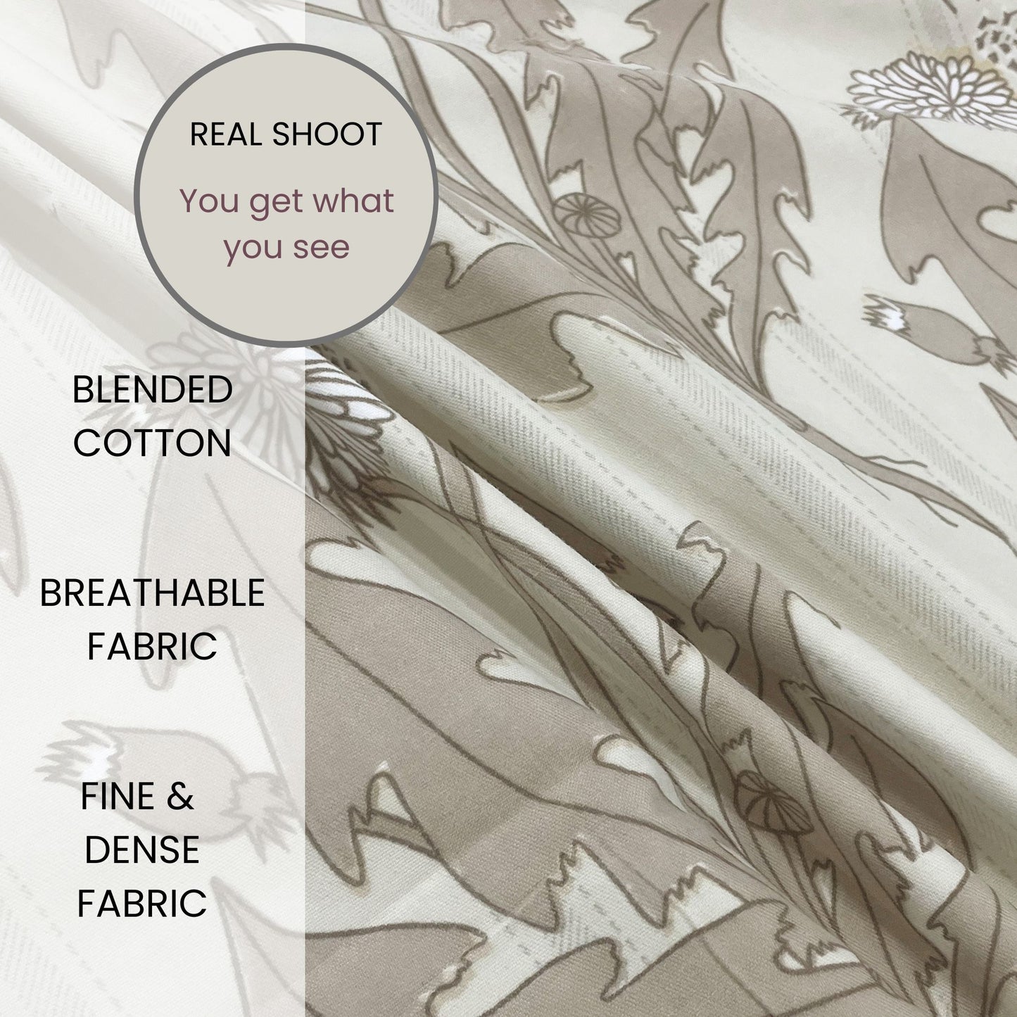 Swayam Beige Abstract Double Bedsheet 200TC Blended Cotton Premium Quality