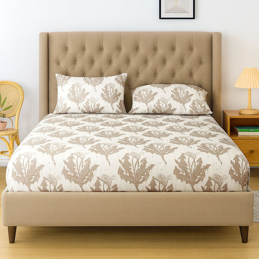 Swayam Beige Abstract Double Bedsheet 200TC Blended Cotton Premium Quality