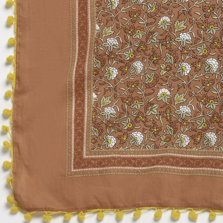 Swayam Multicolor Ethnic Saffron Story Hand Printed Voile Scarf