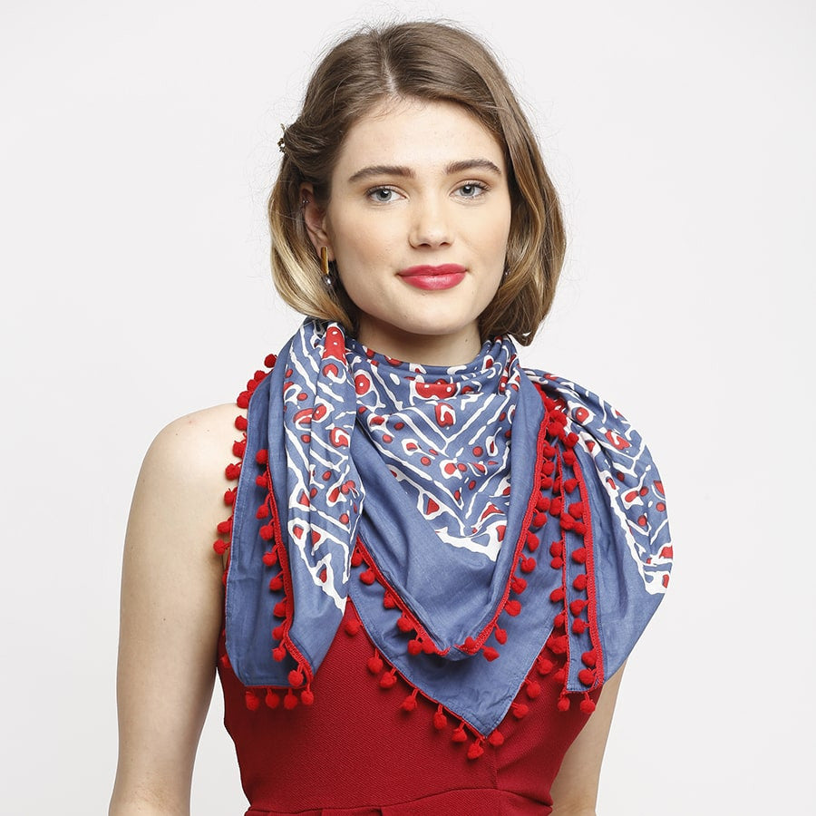 Swayam Multicolor Ethnic Indian Batik Art Hand Printed Voile Scarf