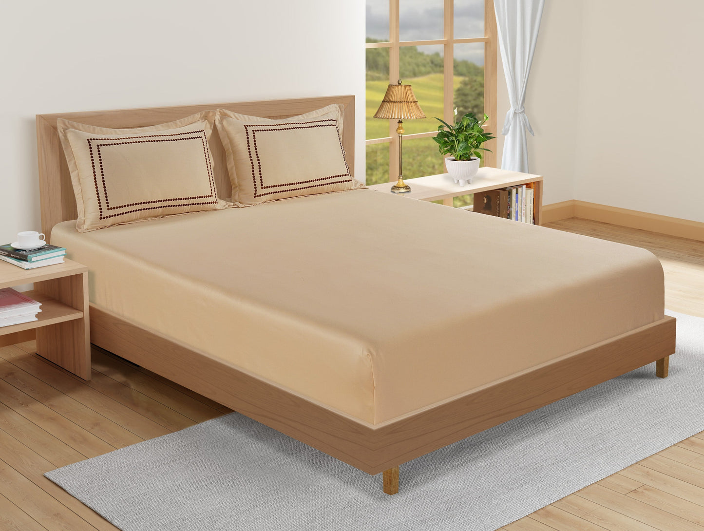 Tumble  Bedsheet with Embroidered Pillow Cover-3857