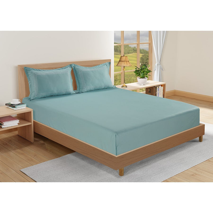 Pristine  Bedsheet with Embroidered Pillow Cover-3858
