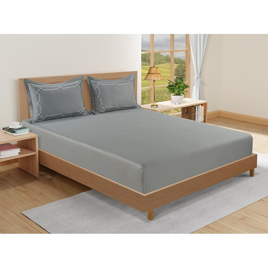 Dyna Bedsheet with Embroidered Pillow Cover-3860