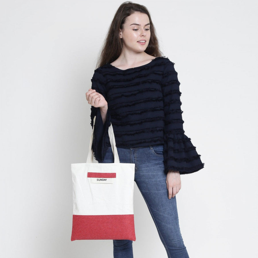 Felt Canvas Weekday Shopping Bag