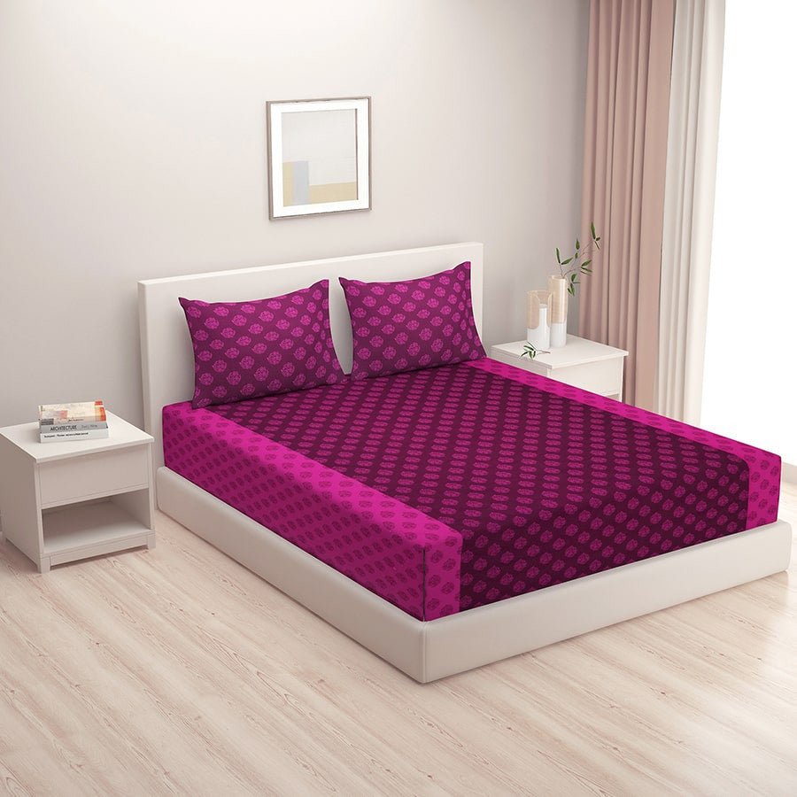 Pink Motif Bed Sheet - Shades of Paradise (D. No.3008)