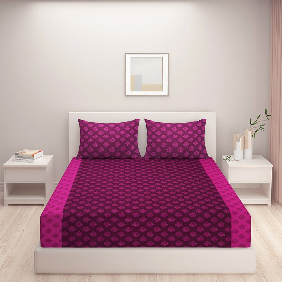 Pink Motif Bed Sheet - Shades of Paradise (D. No.3008)