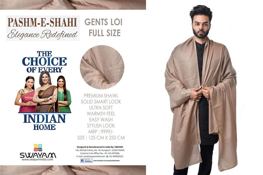 Pashm-e-shahi men's shawl - Gents Loi (Full size)