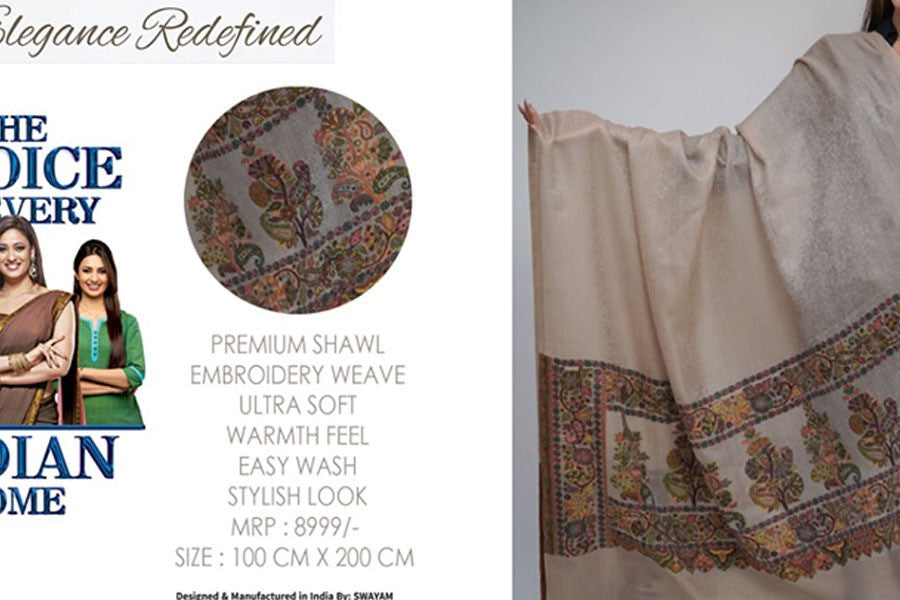 Pashm-e-shahi womens  shawl - Embroidery weave