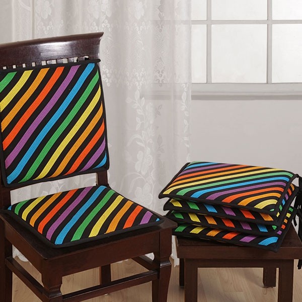 Rainbow Stripes Chair Pads–1504