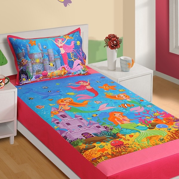 Little Mermaid Kids Single Bed Sheet-SKB-190