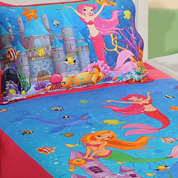 Little Mermaid Kids Single Bed Sheet-SKB-190