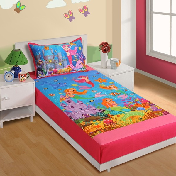 Little Mermaid Kids Single Bed Sheet-SKB-190