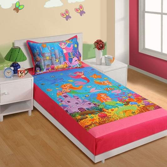 Little Mermaid Kids Single Bed Sheet-SKB-190