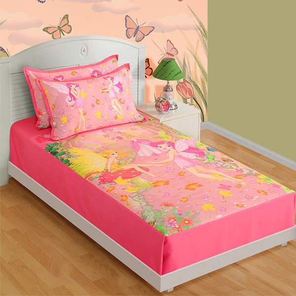 Fairy Friends Kids Bed Sheet Single- SKB-195 Fairy Friends