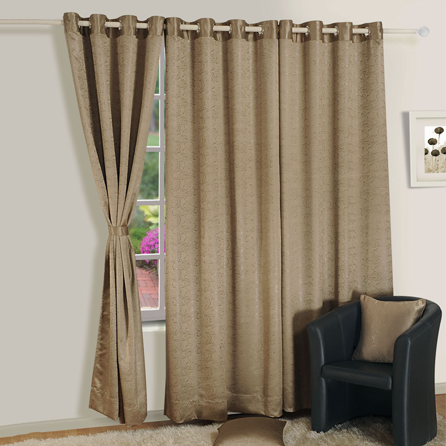 SANDY BROWN JACQUARD BLACKOUT CURTAINS – 2054