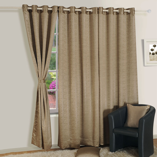 SANDY BROWN JACQUARD BLACKOUT CURTAINS – 2054