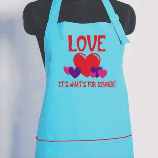 Blue Printed Doodle Apron: Dinner