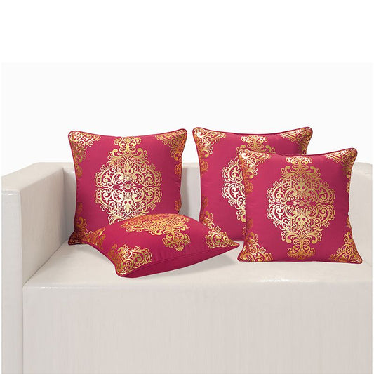 Wine Ferrow Foil  Cushion Cover - 4451