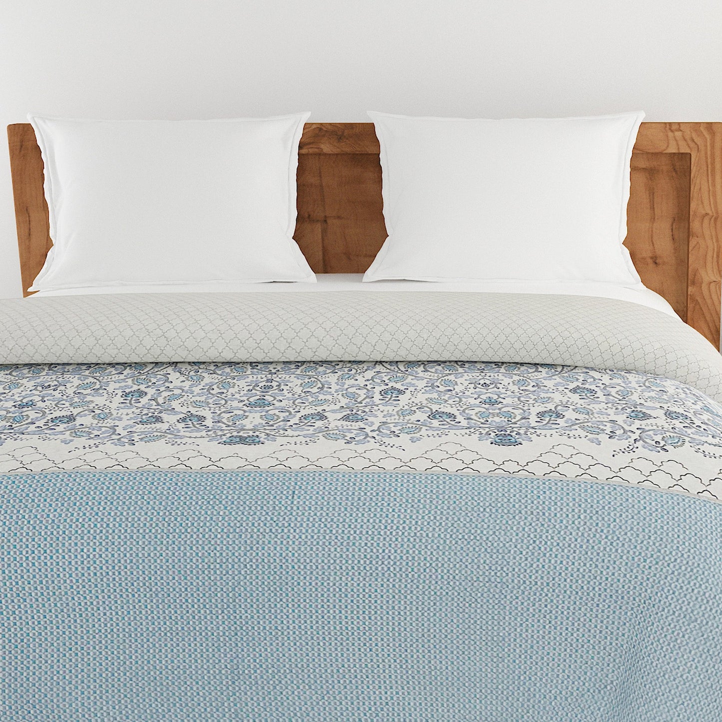 Blue Floral Printed Double Bed Dohar - Lightweight & Soft (90 × 100 Inches)