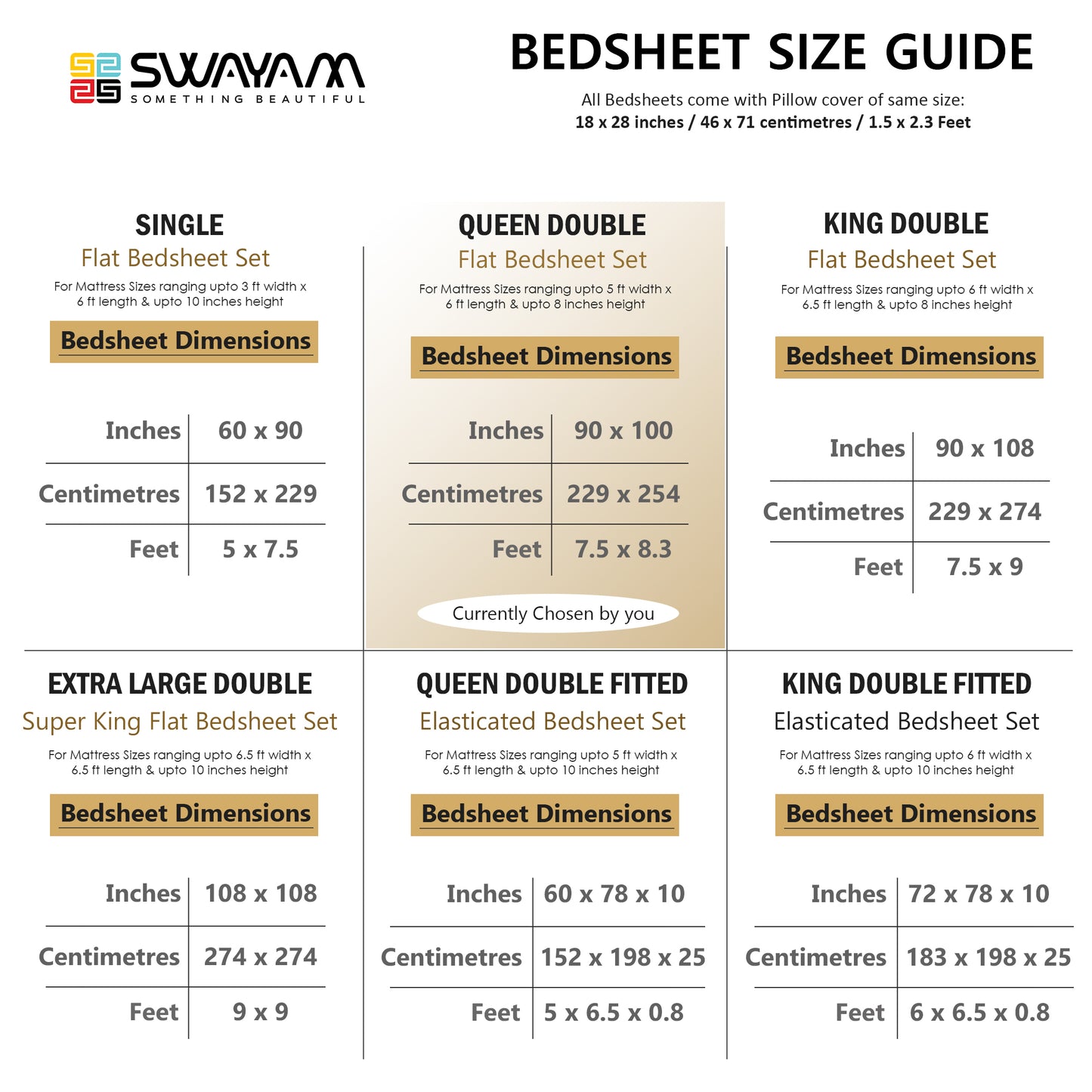 Swayam Beige Abstract Double Bedsheet 200TC Blended Cotton Premium Quality